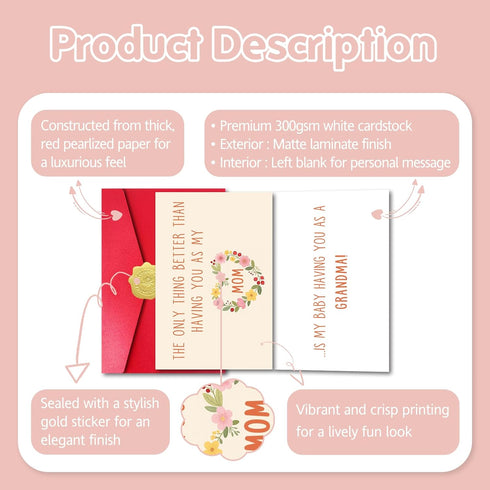 Pstyteos 8 5.3 Funny Pregnancy Announcement Card for Mom, the Only Thing Better than Having You as My Mom is My Baby