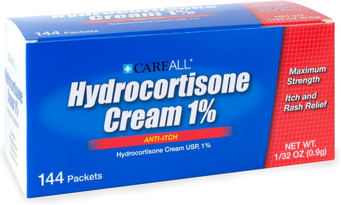 CareAll Hydrocortisone Cream 1% (144 Pack), Maximum Strength Anti-Itch Skin Cream for Eczema, Insect Bites