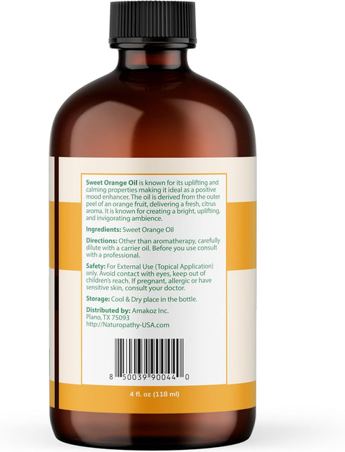 Sweet Orange Essential Oil 4 fl. Oz - Therapeutic Grade with Glass Dropper - Perfect for Aromatherapy