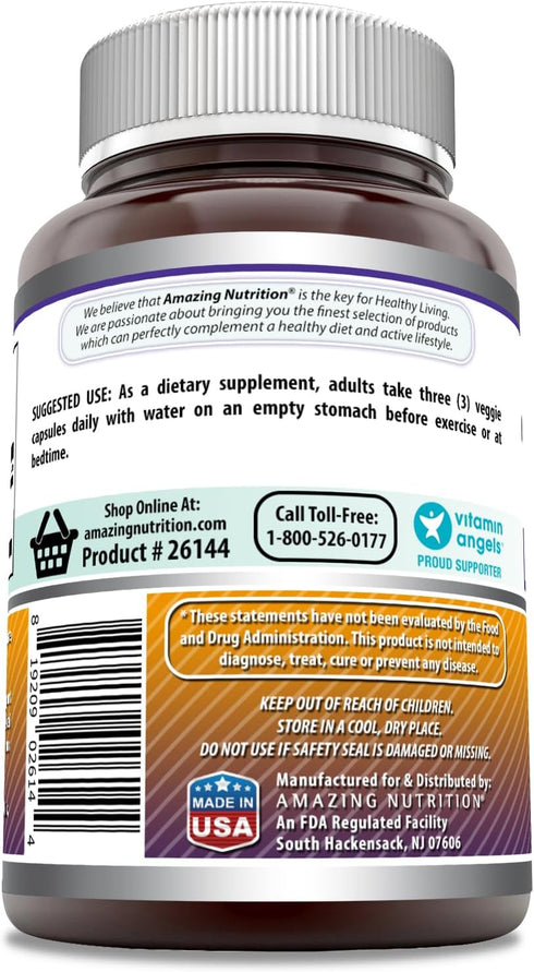 Amazing Formulas L-Ornithine 1500 Mg Per Serving | Veggie Capsules | Non-GMO, Gluten-Free | 120 Count