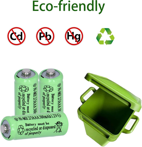 8 Packs Ni-MH 2/3AAA 1.2V 300mAh Rechargeable Batteries Button Top 3A (Not AAA Size Batteries)