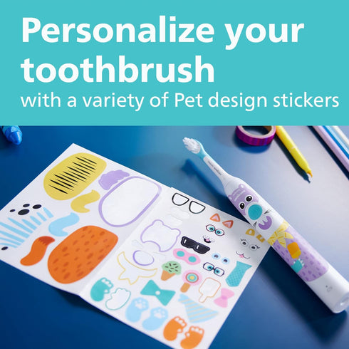 Philips Sonicare for Kids Design a Pet Edition, Corded Electric Toothbrush, HX3601