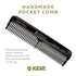 Kent OT Black Graphite Pocket Comb - Handmade Fine and Wide Tooth Hair Comb for Men, Women, Kids