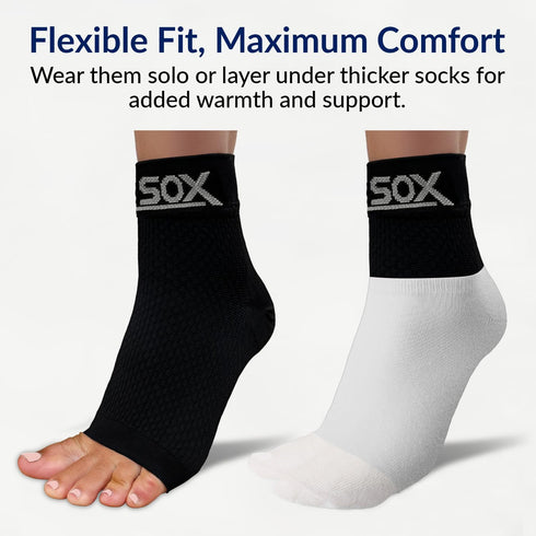 SB SOX Ankle Compression Sleeve, Plantar Fasciitis Compression Socks for Heel Pain Relief (Solid Black)