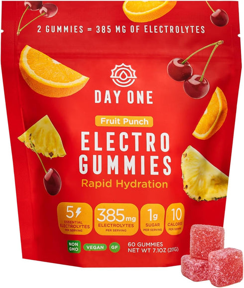 Electrogummies Fruit Punch - 385mg Electrolyte Gummies, Hydration Alternative for Runners & Sports