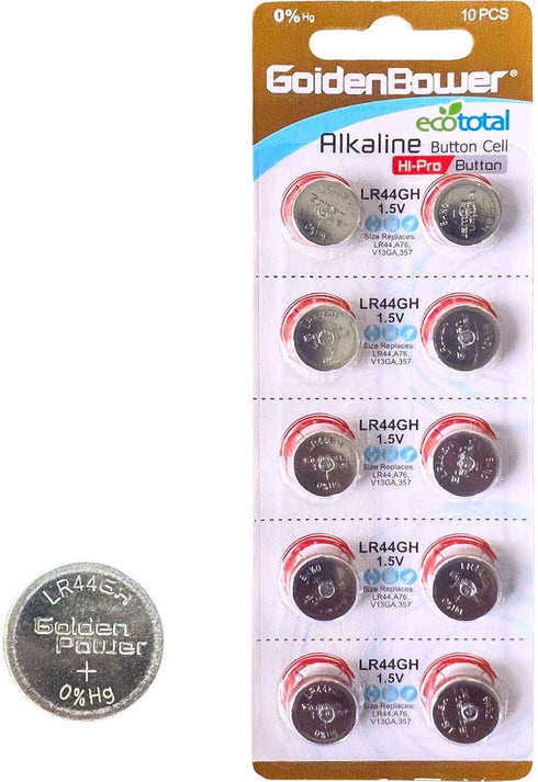 Kitstar LR44GH Alkaline Button Cell Battery 1.5V, 10 Count (Pack of 1) - Hi-Pro Strongest Leak-Proof Performance