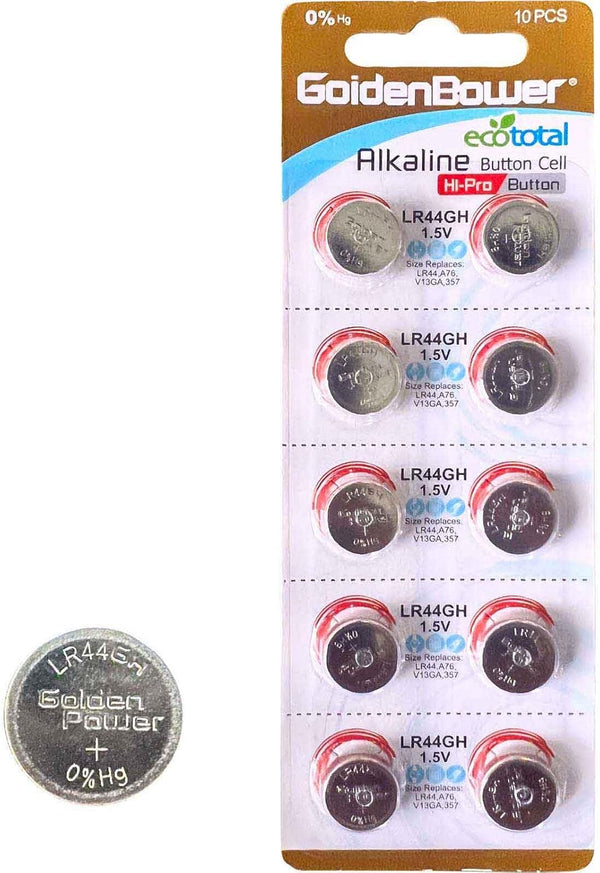 Kitstar LR44GH Alkaline Button Cell Battery 1.5V, 10 Count (Pack of 1) - Hi-Pro Strongest Leak-Proof Performance