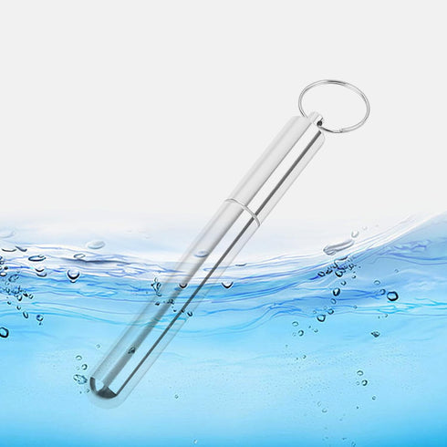 5Pcs Aluminum Alloy Container with Keychain, Pocket Waterproof Metal Storage Holder Case, 4.33 x 0.55 Inches