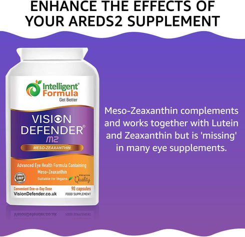 Vision Defender Meso Zeaxanthin - Vegan Eye Supplement MZ, 90 capsules for Ocular Health & Eye Care