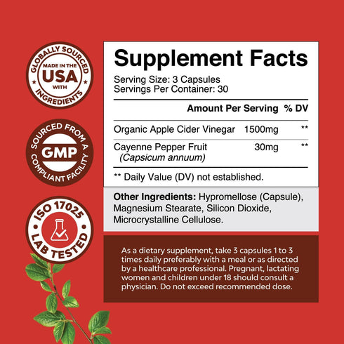 Cleansing Apple Cider Vinegar Capsules - Extra Strength ACV Cleanse and Detox Pills for Gut Health (30 Servings)