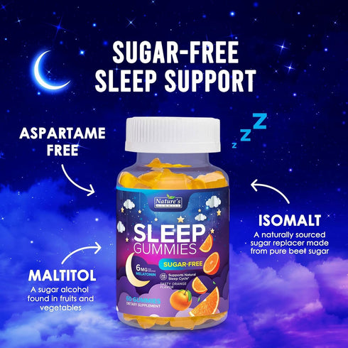 Sugar Free Sleep Gummies for Adults - Extra Strength 6mg Melatonin Gummy, Natural Sleeping Gummy for Adults, Kids,