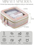 Small Clear Cosmetic Bag for Purse, Cute Leather Makeup Case, Waterproof Zippered Toiletry Organizer for Women