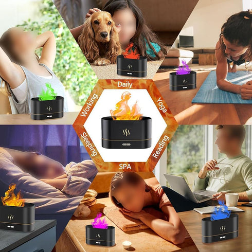 ZSETG Flame,180ML Capacity,7 Aromatherapy Air Humidifier With Water Tank Color Ambient Light,Shut-Off