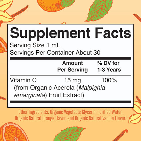 MaryRuth Organics Toddler Vitamin C Drops, USDA Organic Liquid Drops for Immune Support, Ages 1-3 Years