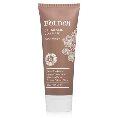 BOLDEN Clear Skin Clay Mask - Made with Sulfur for Deep Pore Cleansing & Breakout Prevention, 3.5 fl oz