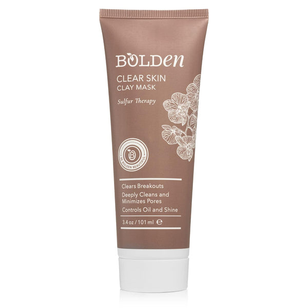 BOLDEN Clear Skin Clay Mask - Made with Sulfur for Deep Pore Cleansing & Breakout Prevention, 3.5 fl oz