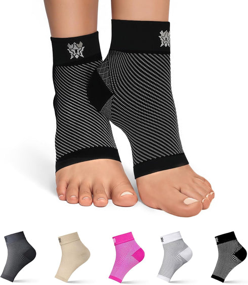 Bitly Plantar Fasciitis Compression Socks for Women & Men - Ankle Compression Sleeve, Black, Small