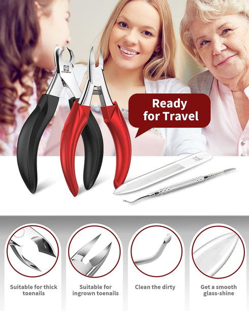 Toenail Clippers for Thick Nails – Podiatrist Nail Clippers with Surgical Stainless Steel Sharp Curved Blades