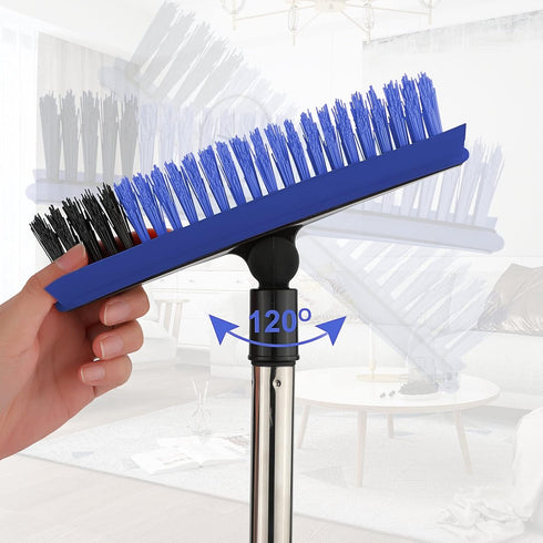 2 in 1 Floor Scrub Brush with 57.8" Long Handle, V-Shaped Corner Brush