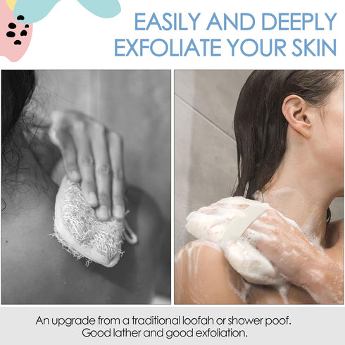 Evridwear Exfoliating Bath Sponge, Daily Skincare Body Scrubbers with Strap, 3 Count Value Pack