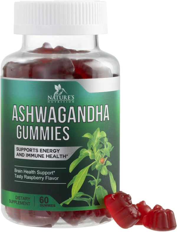 Ashwagandha Gummies for Women & Men, 3000mg Equivalent, Vegan, Non-GMO, Gluten-Free, 60 Gummies for Antioxidant Support