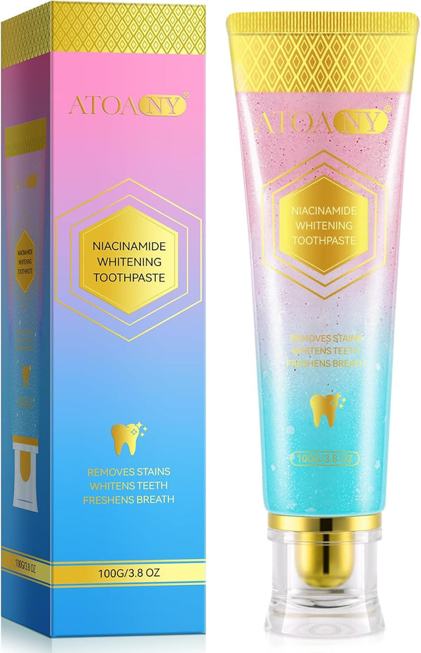 JWBVCTCR Niacinamide Whitening Toothpaste Niacinamide Toothpaste Whitening, Improves Gum Health Fresh Breath Fluoride-Free