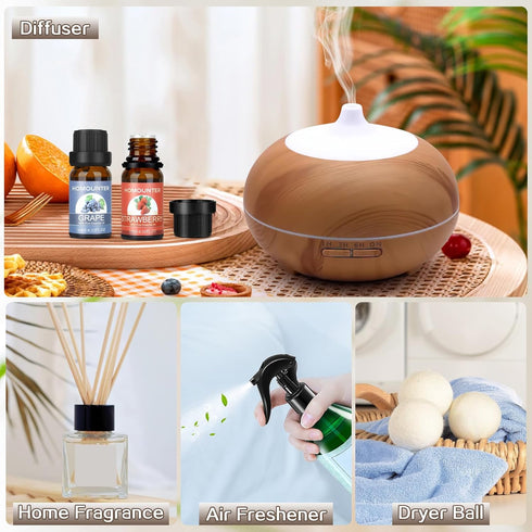 Fruit Essential Oil for Diffusers, Natural Fruity Fragrance Oil for Candle & Soap Making - 8 Pack, 10ML