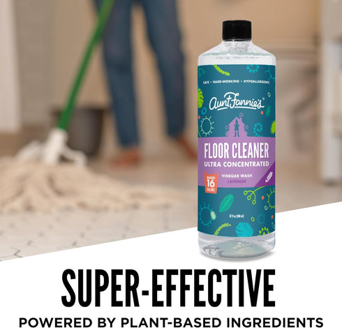 Aunt Fannie's 32 oz Ultra Concentrated Floor Cleaner Vinegar Wash - Multi-Surface Cleaner Makes 16 Gallons, Lavender