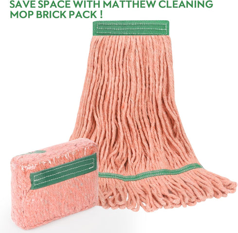 Heavy Duty Mop Head, MATTHEW CLEANING, Commercial Replacement for Floor Cleaning, Pack of 6
