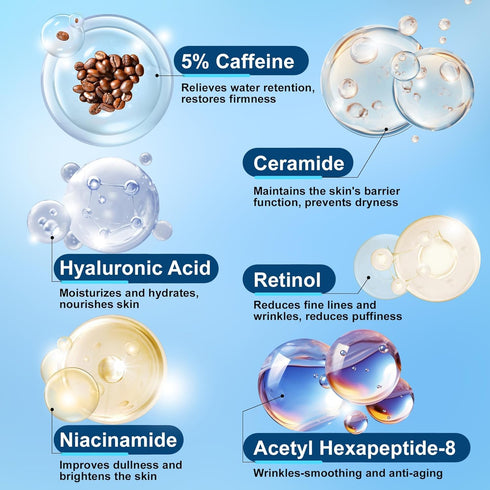 Caffeine Eye Cream for Dark Circles, Daily Eye Serum for Under Eye Puffiness, Morning Skincare