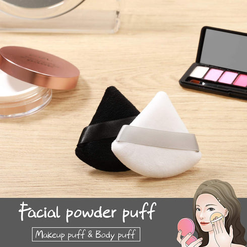Maitys 10 Pcs Triangle Powder Makeup Puffs, Soft Velour Puff Beauty Setting Sponge for Loose Foundation