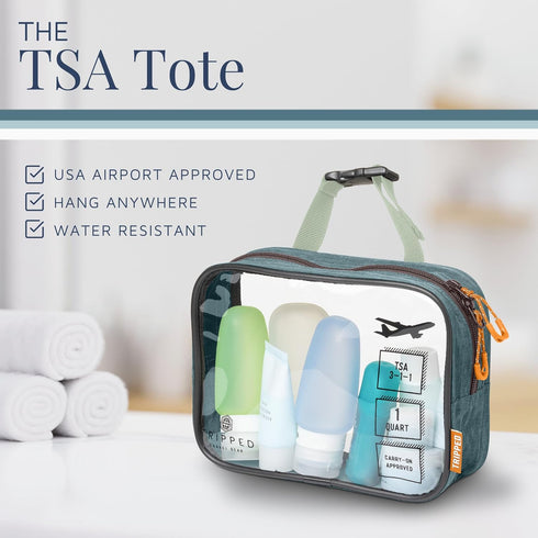 Toiletry Bag Kit Set: Hanging Travel Bag + 311 TSA Cosmetic Liquid Bag + Ultralight Organizer Pouch (Green)