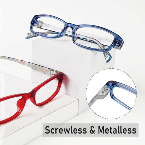 Eyekepper 5-Packs Reading Glasses for Women - Metalless Design, Screwless Spring Hinges Ladies Readers +1.0