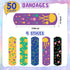 TUXIYA 50 Count 5 Kids Bandaids, Glow in The Dark & Waterproof Bandages, One Size Cute Bandaids for Kids and Adults