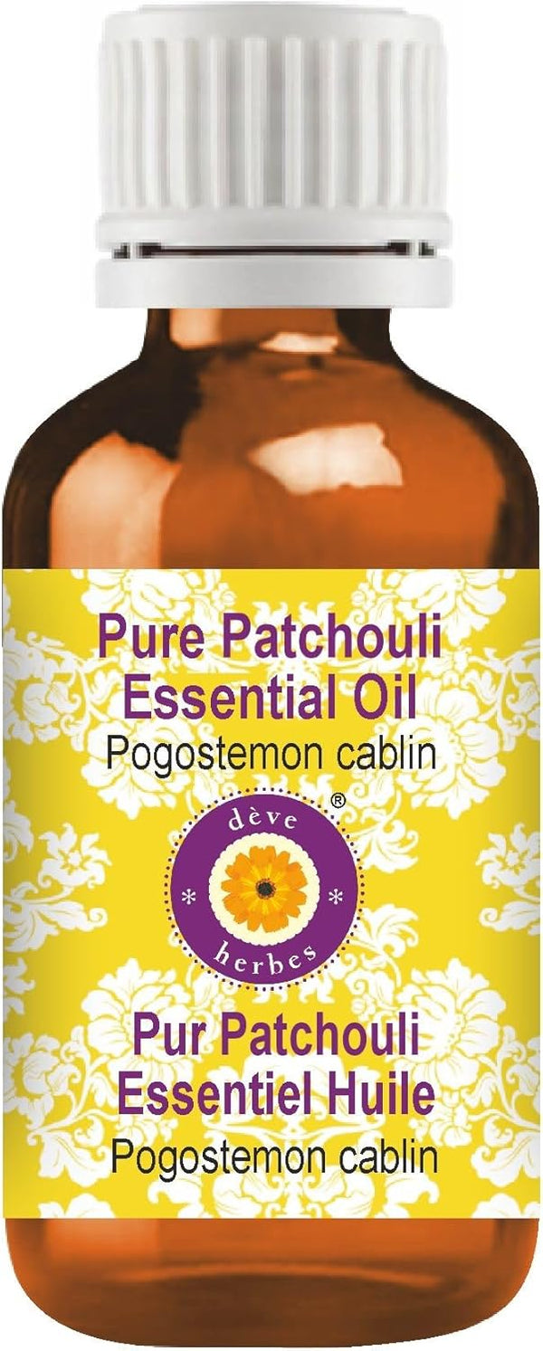 Deve Herbes Pure Patchouli Essential Oil, 100% Therapeutic Grade Steam Distilled, 15ml (0.50 oz)