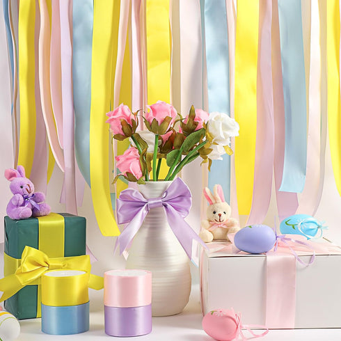 Giegxin 40 Yard Bulk Gift Satin Ribbon Rolls, Colorful Solid Fabric Ribbon for Wrapping, Bouquet, Hair Bow, Wedding