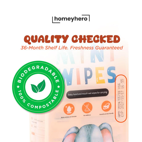 HomeyHero 30 16 Packs 128, 100% (Sunset Travel Baby Wipes - Moist Up To Days Resealable of Bamboo, Hypoallergenic