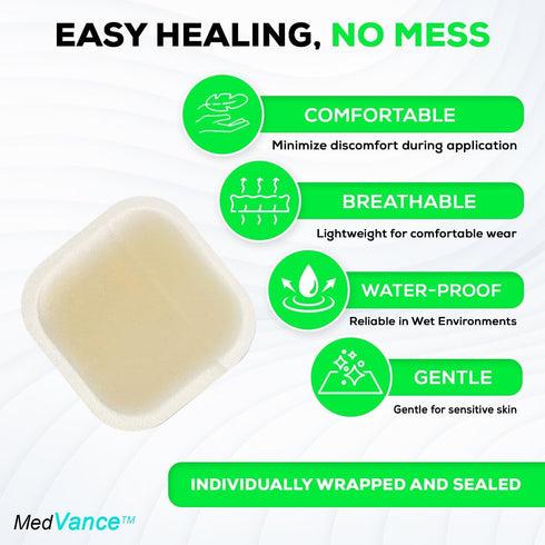 MedVance Hydrocolloid Bordered Adhesive Dressing, 2"x2" Box of 5 DRESSINGS
