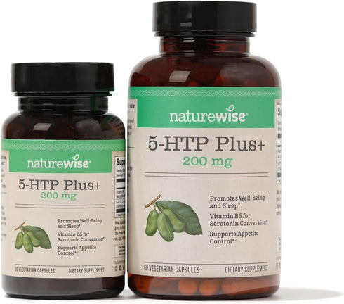 NatureWise 5-HTP 200mg | Vegan Supplement from Griffonia Seeds with Vitamin B6 | 30 Count