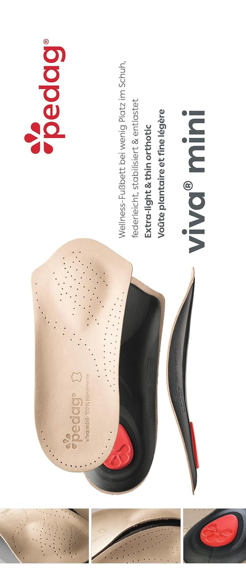 Pedag Viva Mini 3/4 Leather Arch Support Inserts, Handmade in Germany, Tan, Women US 8 / Men 5 / EU 38