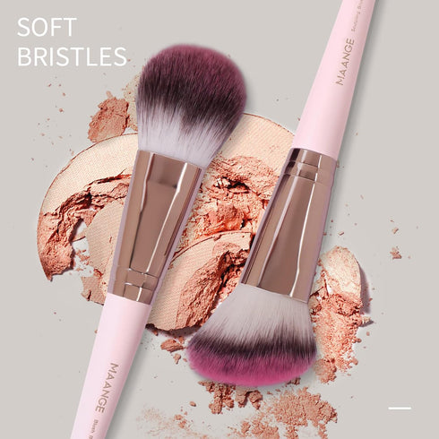 Makeup Brushes with Case, MAANGE 18 Pcs Professional Synthetic Brush Set, Foundation, Blush, Eyeshadow Kit (Pinkgold)