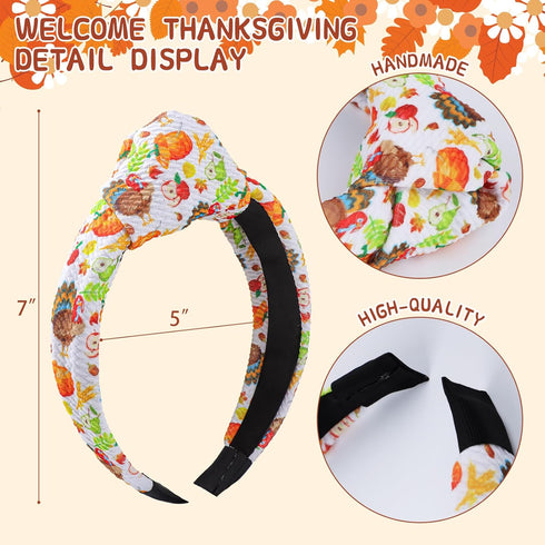 YanJie Thanksgiving Headbands for Women Girls, 3 Pcs Fall Hair Hoop with Turkey, Maple Leaves, Pumpkin Acorn