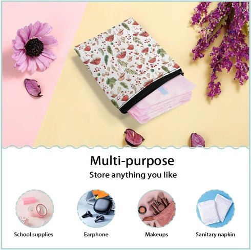 SUITOSELFY Mushroom Period Bag Pouch Cute Sanitary Napkin Storage Bag for Women Girls Portable Tampon Holder Menstrual