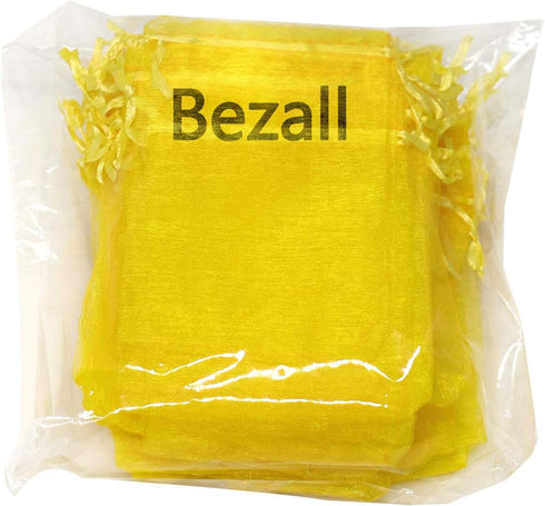 100Pcs Premium Sheer Organza Bags, Yellow Wedding Favor with Drawstring, 3x4 Inch Jewelry Gift for Party