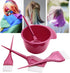 Premium Salon Hair Dye Kit, 5 Pack Hair Coloring Brush and Bowl Set for DIY Hair Dyeing, Bleach, 3 Hair Color Applicator Brush, 1 Whisk, 1 Color Mixing Bowl (Purplish Red) by CestoMen