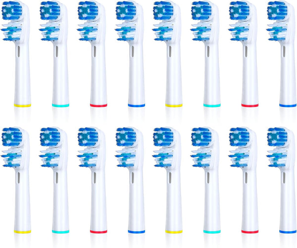Replacement Brush Heads, 16-Pack, Compatible with Oral B Double Clean Design, Braun Oral-B Dual Clean