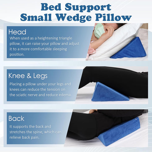 Small Wedge Pillow, Positioning Pillow for Bed Sores, Yoga Wedge Pillow for Laptop, Mini Wedge Pillow for Chair (1 Unit)