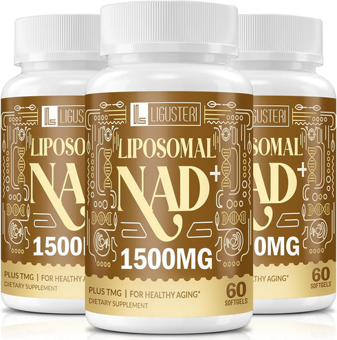 NAD Supplement - Liposomal NAD+ with TMG, 180 Softgels for Cellular Energy, Heart & Brain Function