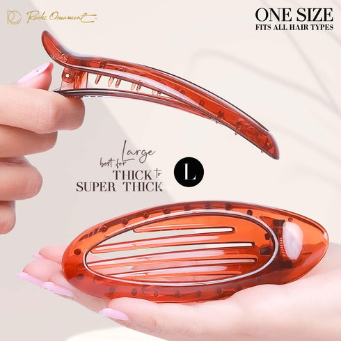 RC ROCHE ORNAMENT 6 Pcs Lay Flat Claw Hair Clips - Women Curved Side Opening Slide Comb Strong Hold No Slip Grip