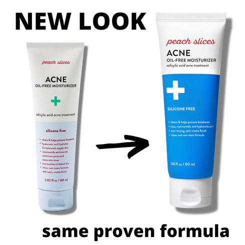 Peach Slices | Acne Oil-Free Moisturizer | Satin Matte Finish | 0.5% Salicylic Acid | Hyaluronic Acid | Prevents Breakouts | Pore Minimizing | Clear Skin | Silicone Free | Face Moisturizer | 2.8 oz